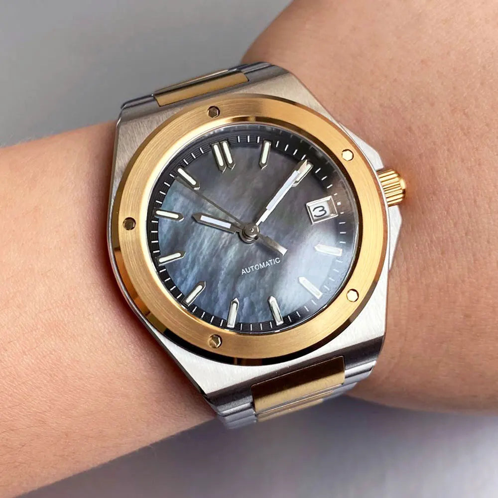 Two Tone Gold Silver Tandorio Engineer Watch TD331G NH35 Sapphire 40mm Business 20bar