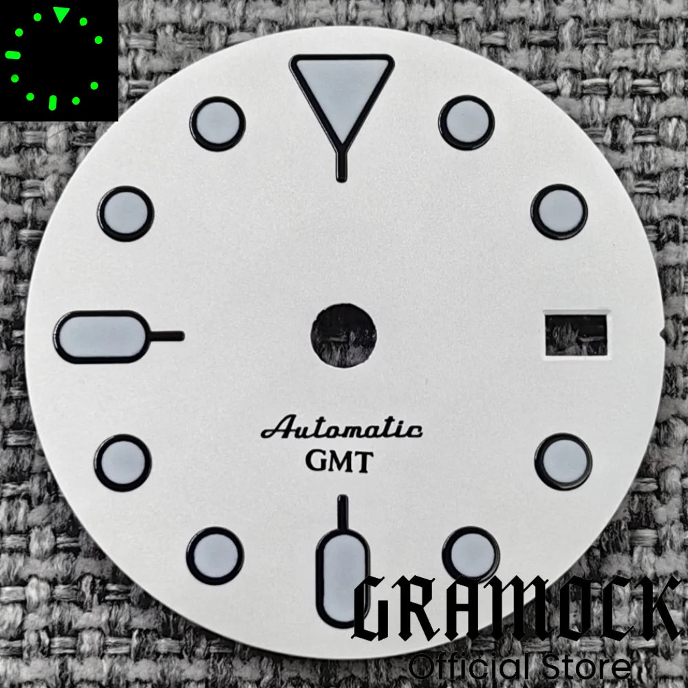 29mm Blue Red Black Orange GMT NH34 White Glossy Dial With Hands C3 Lume Fit NH34 Mechanical Watch Modified Accessories