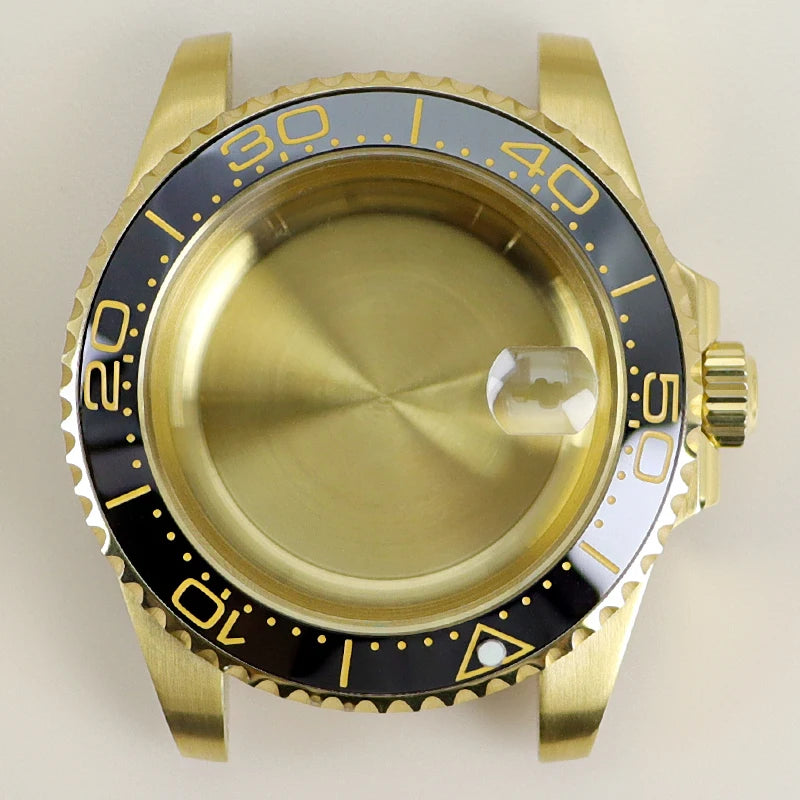 40MM PVD Gold Submariner Watch Case GMT Yacht Master Polish Strap Sapphire Glass For NH35 NH36 NH34 NH38 Miyota 8215 Eta 2824 GMT SUB Yacht 20ATM waterproof