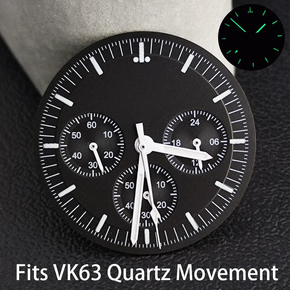 40mm Speedmaster Watch Case Stainless Steel For VK63 VK64 Chronograph Quartz Movement Mineral Moon Foorprint Sterile Caseback