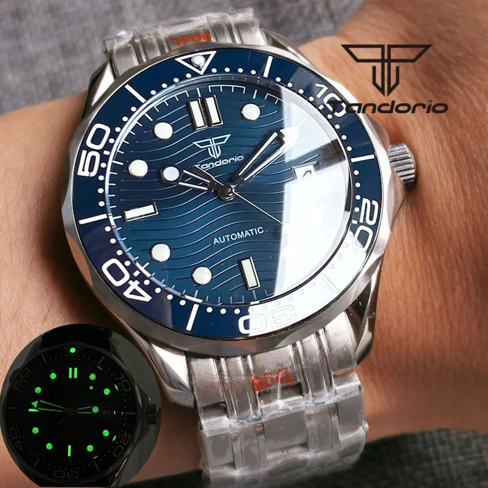 Tandorio 41mm NH35A PT5000 Diver Sapphire Ceramic seamaster 5Bar TD221