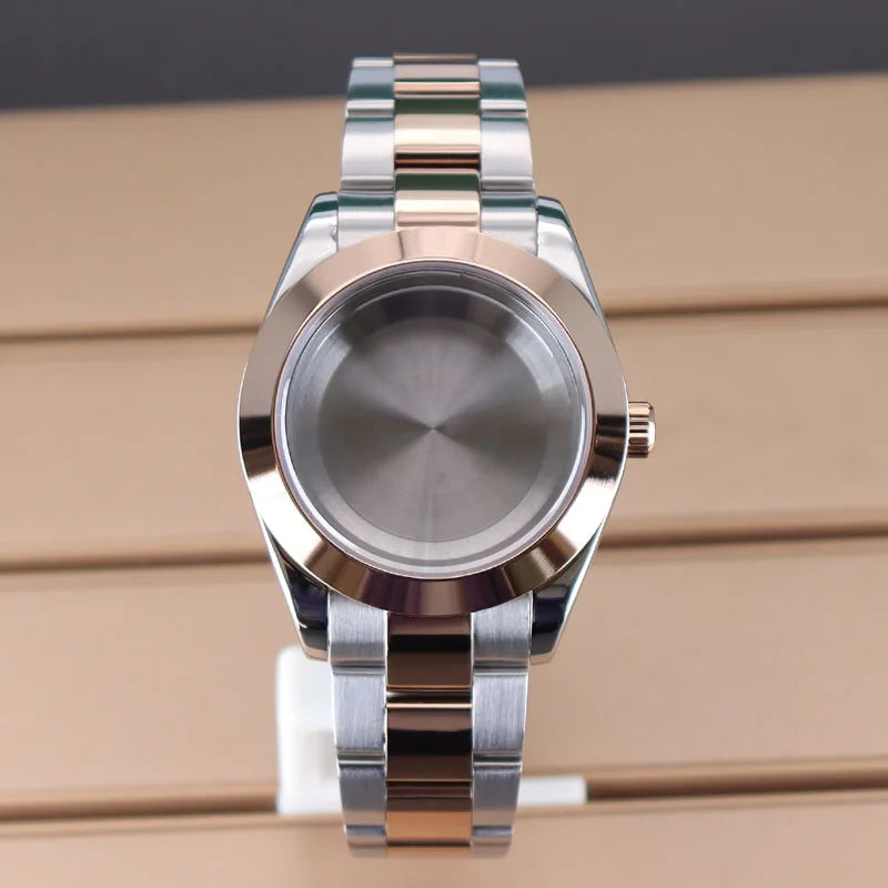 Explorer Watch Case 36mm/39mm Silver Rose Gold yellow Gold Two tone Sapphire 316L stainless Steel For Nh35 Nh36 NH34 NH38 Nh70 Miyota 8215 8285Movement