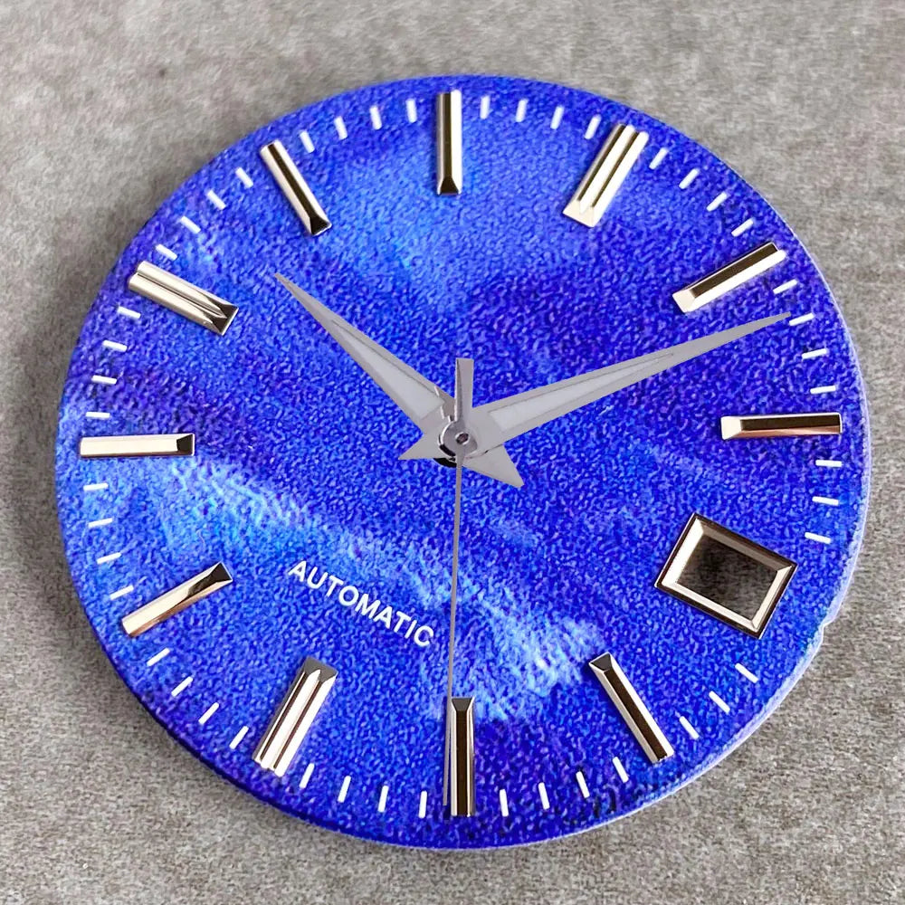 28.5mm mop dial Fit NH35 NH36 Diving Irregular DIY Black White Blue Mod Watch Dial Face Watches Accessories Parts Silver Steel Index