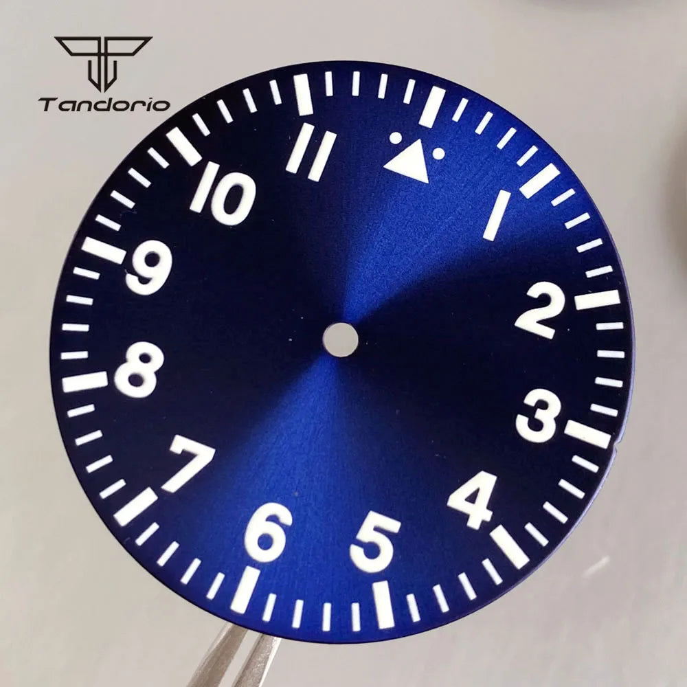 33.5mm Pilot Watch Dial+Hands Black/White/Blue/Green Color Luminous Fit NH35 NH36 NH38 ETA2824 PT5000 ST2130 Miyota82 Movt