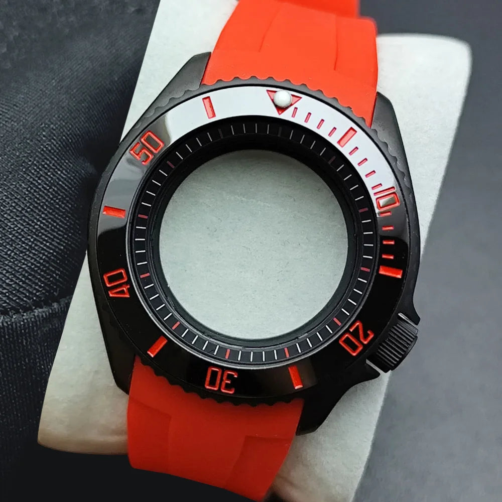 NH35 Case 42mm High-quality Yacht Master Steel Black Case NH35 NH36 Movement Case Watch Accessories Sapphire Glass 22mm Band