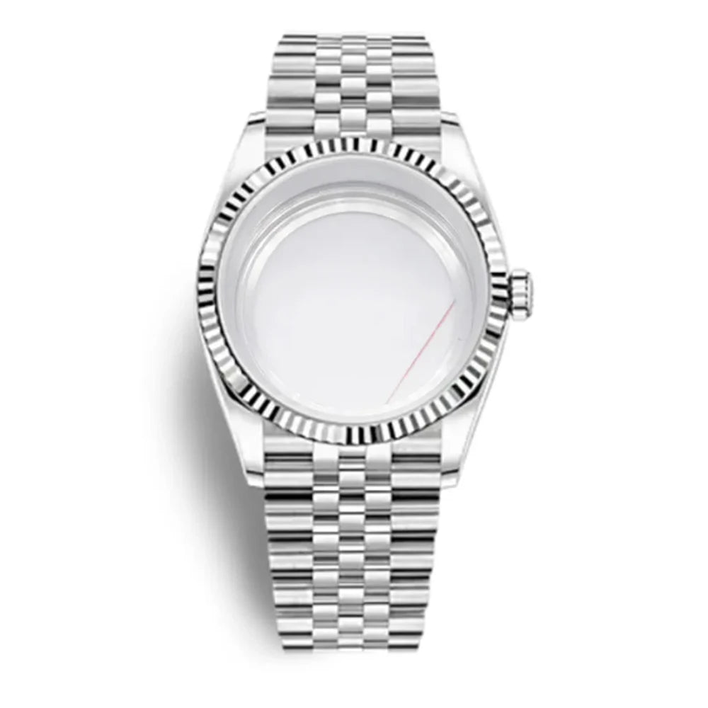 Silver / Black Fluted Watch case Luxury 36mm/39mm Sapphire watch case Two Tone case 10BARS fit NH35 NH36 NH34 ETA2824 2836 Miyota8215 PT5000 DG2813 3804 movement