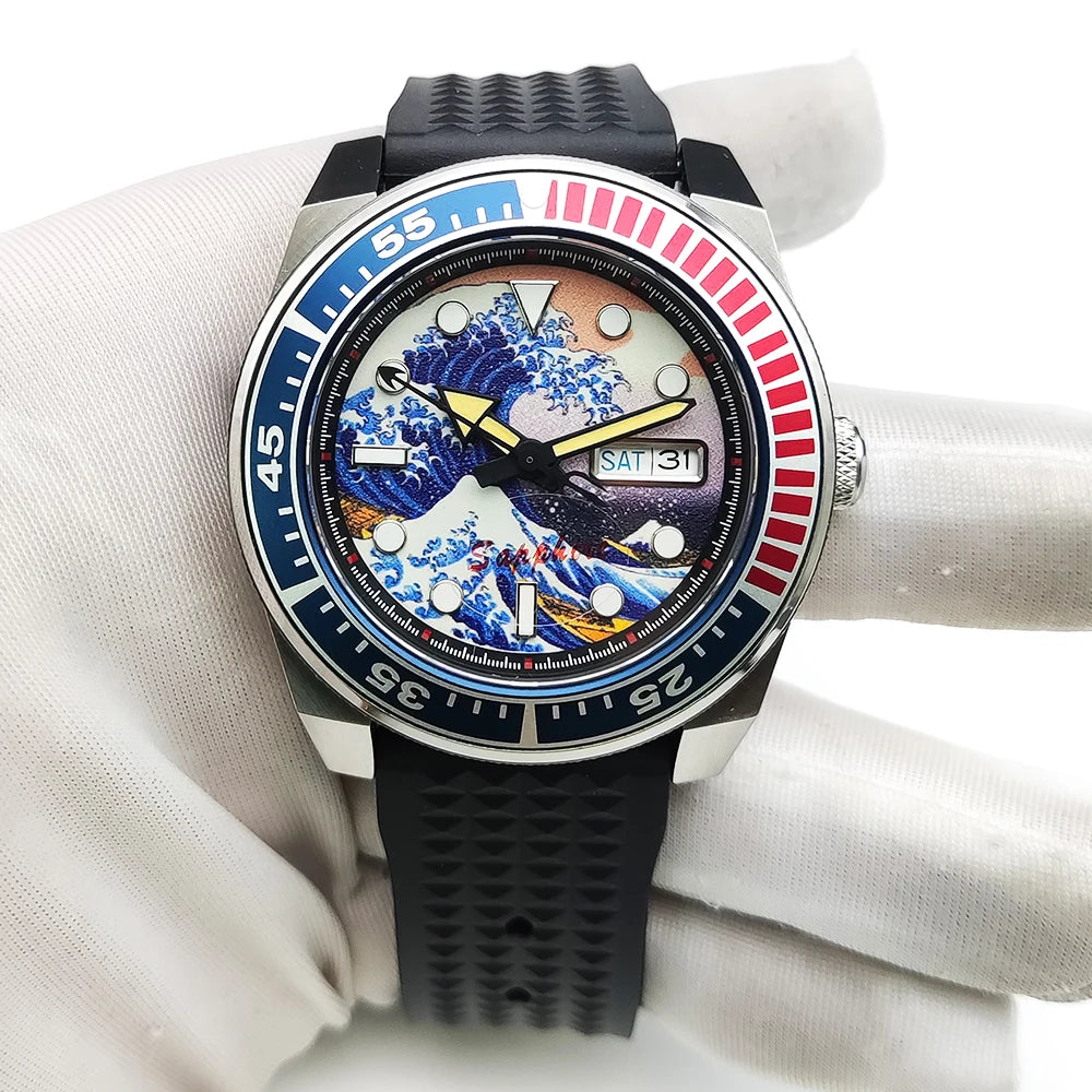 Samurai Diver 42mm NH36A Watch Sapphire Crystal 10Bar Luminous Kanagawa DIal