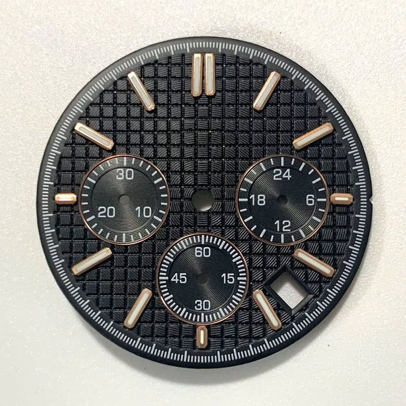 VK63 watch dial Non Logo Royal Oak dial 31.8mm waffle texture Chronograph Face 6 Hands fit for Quartz VK63 movement watch accessories