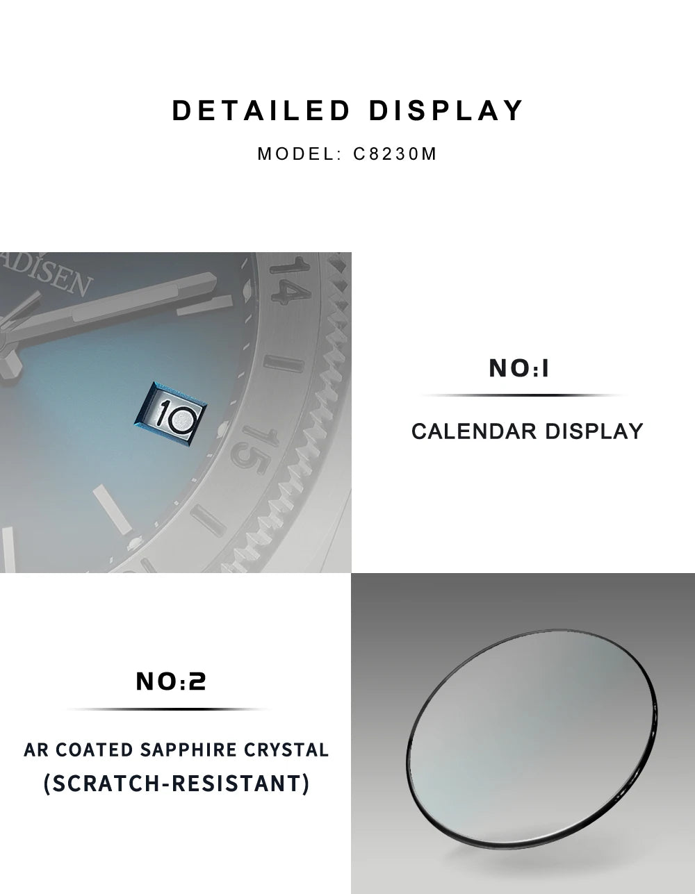 CADISEN C8230 Dive Watch Miyota 8215 Luminous Stainless steel AR Coating Sapphire 39MM 10Bar