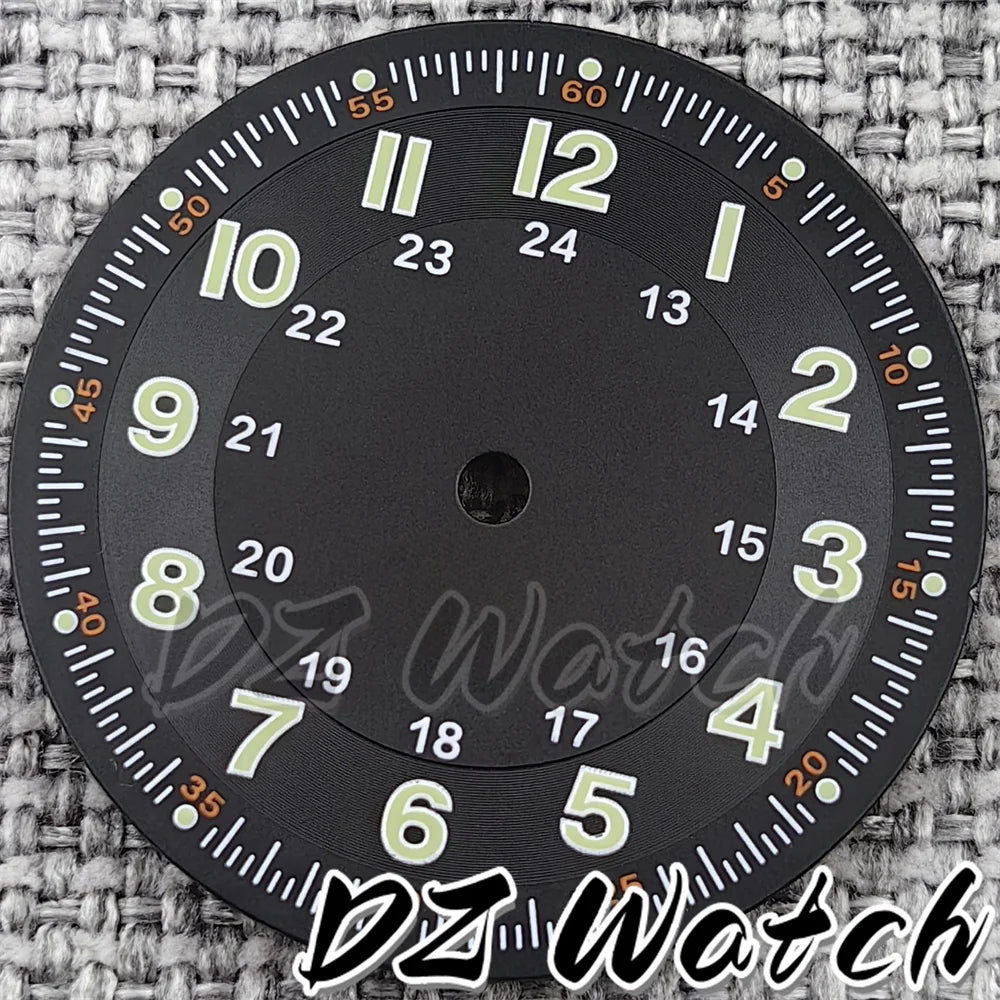 NH35 New 29mm Black/White/Green/Blue Pilot Style Watch Dial Face Set Arabic Numerals Fit NH36 ETA2824 PT5000 Automatic Movement