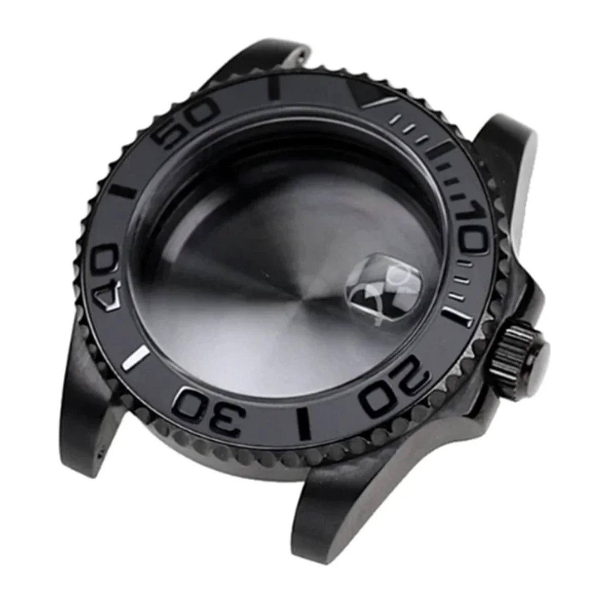 42mm Black PVD Yacht master Skx007 Steel Black Matte Waterproof Watch Case With Sapphire Crystal For Nh35 Nh36 Movement 28.5mm Dial Mods