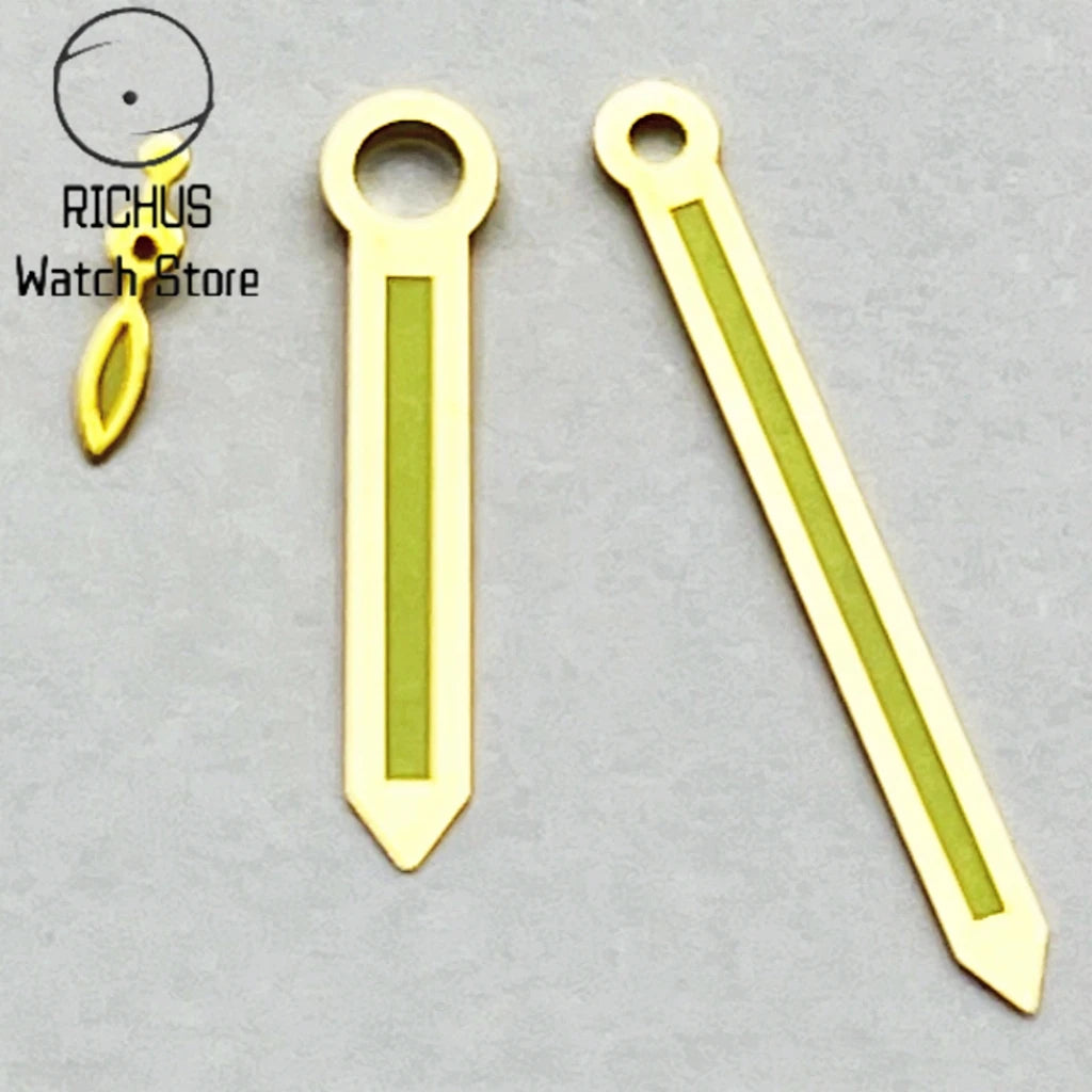 ETA6497 Gold-Green Watch Hands Green Luminous Fit ETA 6497 6498 ST3600 3620 Movement Accessory Part