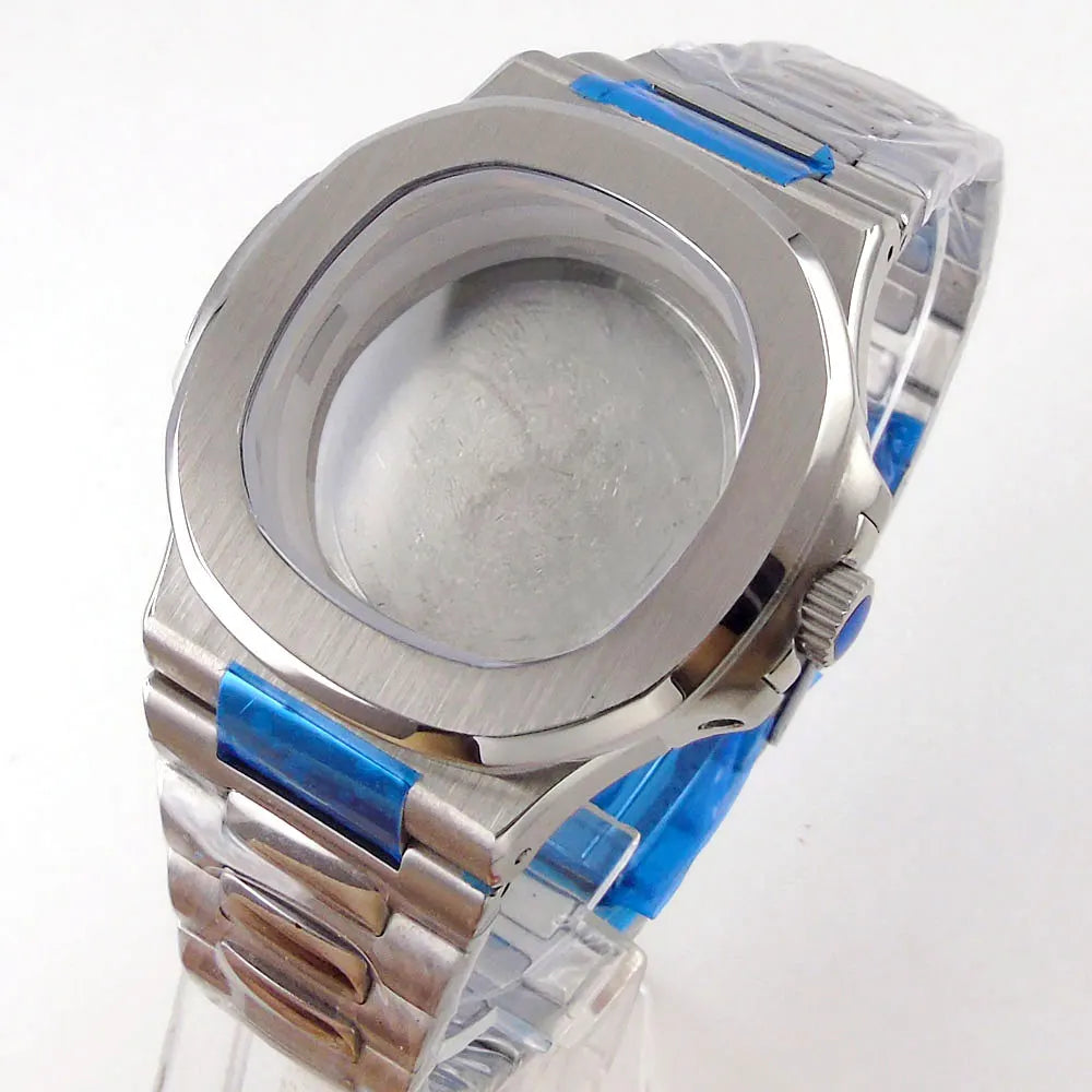 Square Watch Case fit for Philippe Nautilus 40mm Japan NH35A NH34 NH70 Movement Sapphire Glass Watch Parts