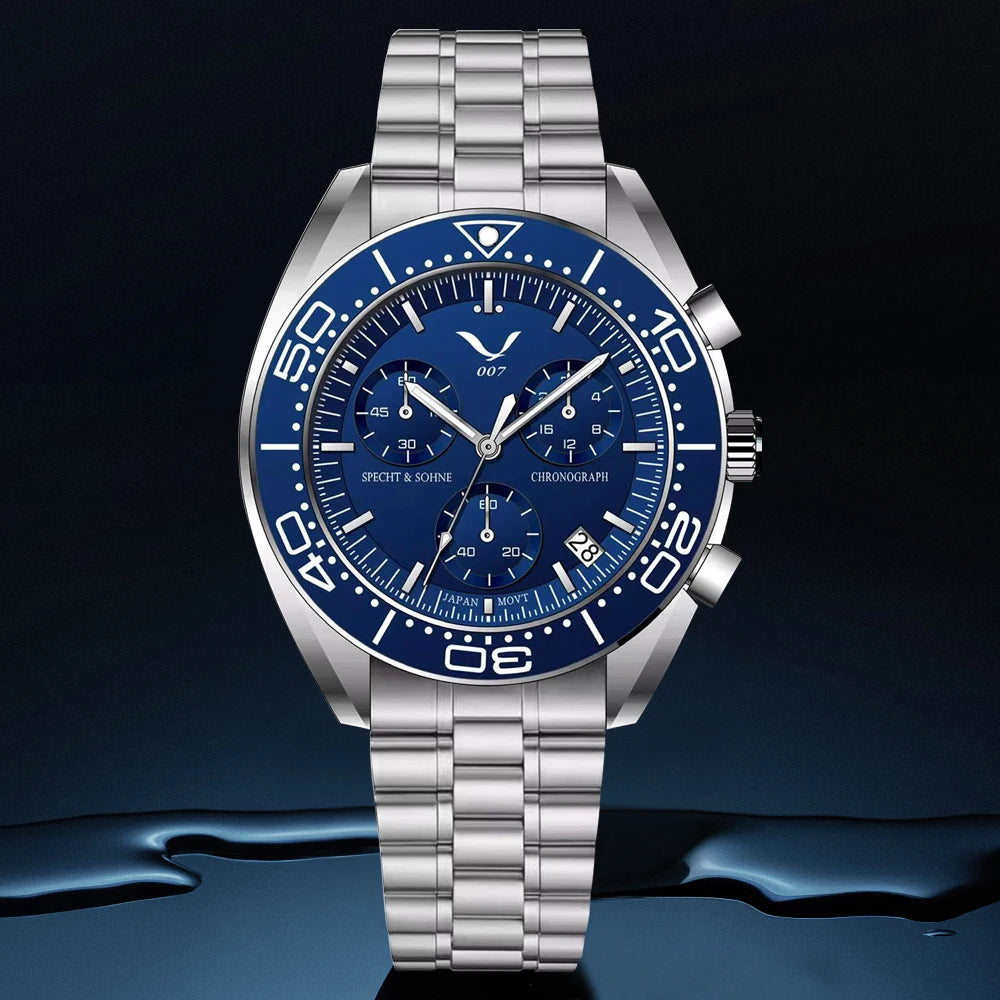 Quartz Chronograph Watch 42MM Specht&Sohne Japan VK68 Luminous Sapphire Waterproof
