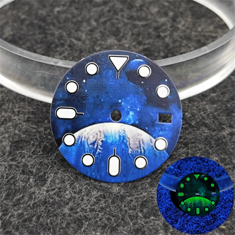 NH35 Watch dial starry sky lunar star Watch faces with Green Luminous Conversion Watch Accessories for NH35 / NH34 Movement