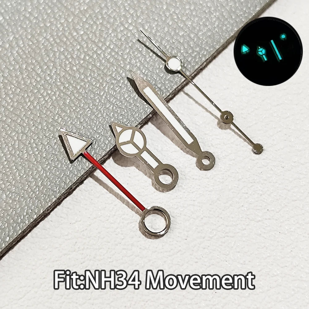 NH34 GMT針 腕時計針パーツ ブルー&グリーン BGW9 夜光 NH35自動巻き腕時計ポインターアクセサリーに適合