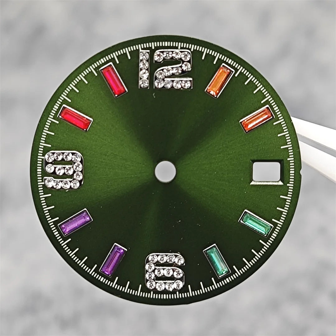 28.5mm Watch Parts Watch Dial Sun Pattern Rainbow Scale Watch Faces Modification Accessories for NH35/NH36/4R/7S Movement