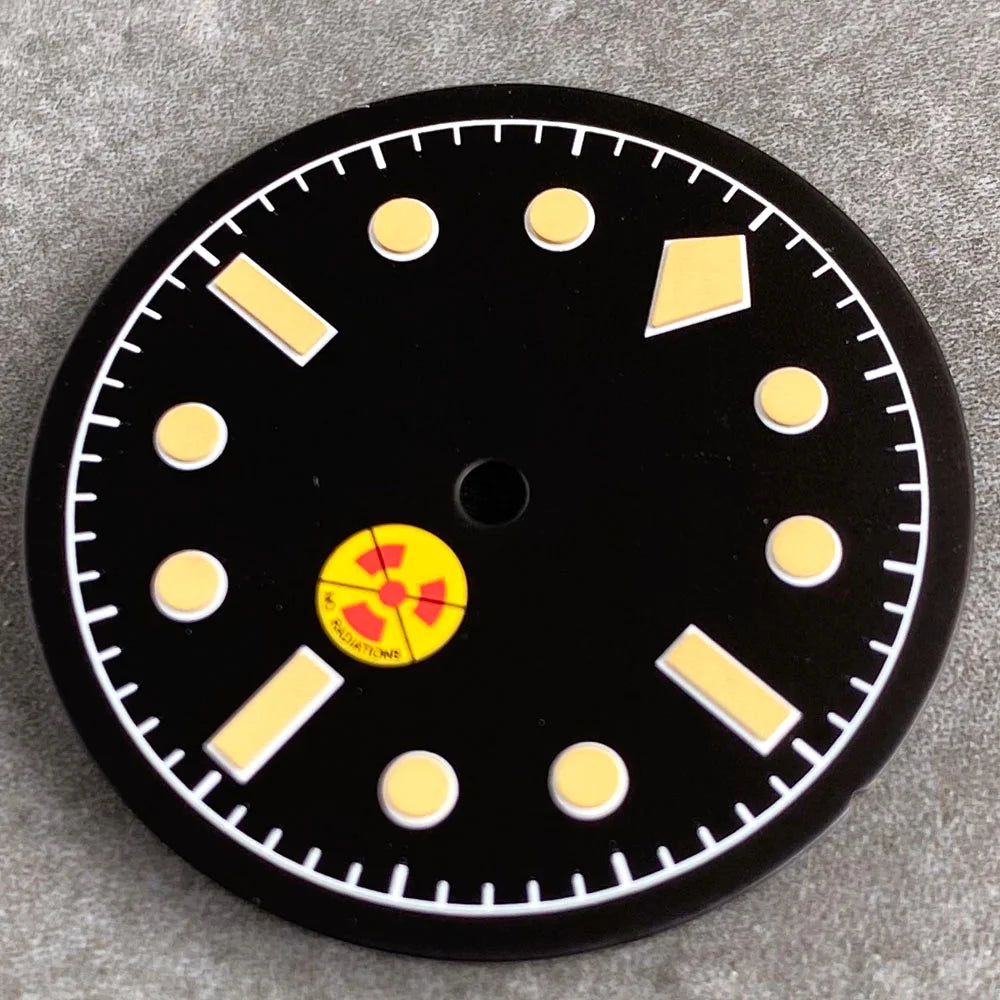 Non-Radiation 50-FATHOMS Watch Dial Parts 29mm for NH35 PT5000 Green Luminous Case Parts Sterile Nologo Hand Set for Dive Watch