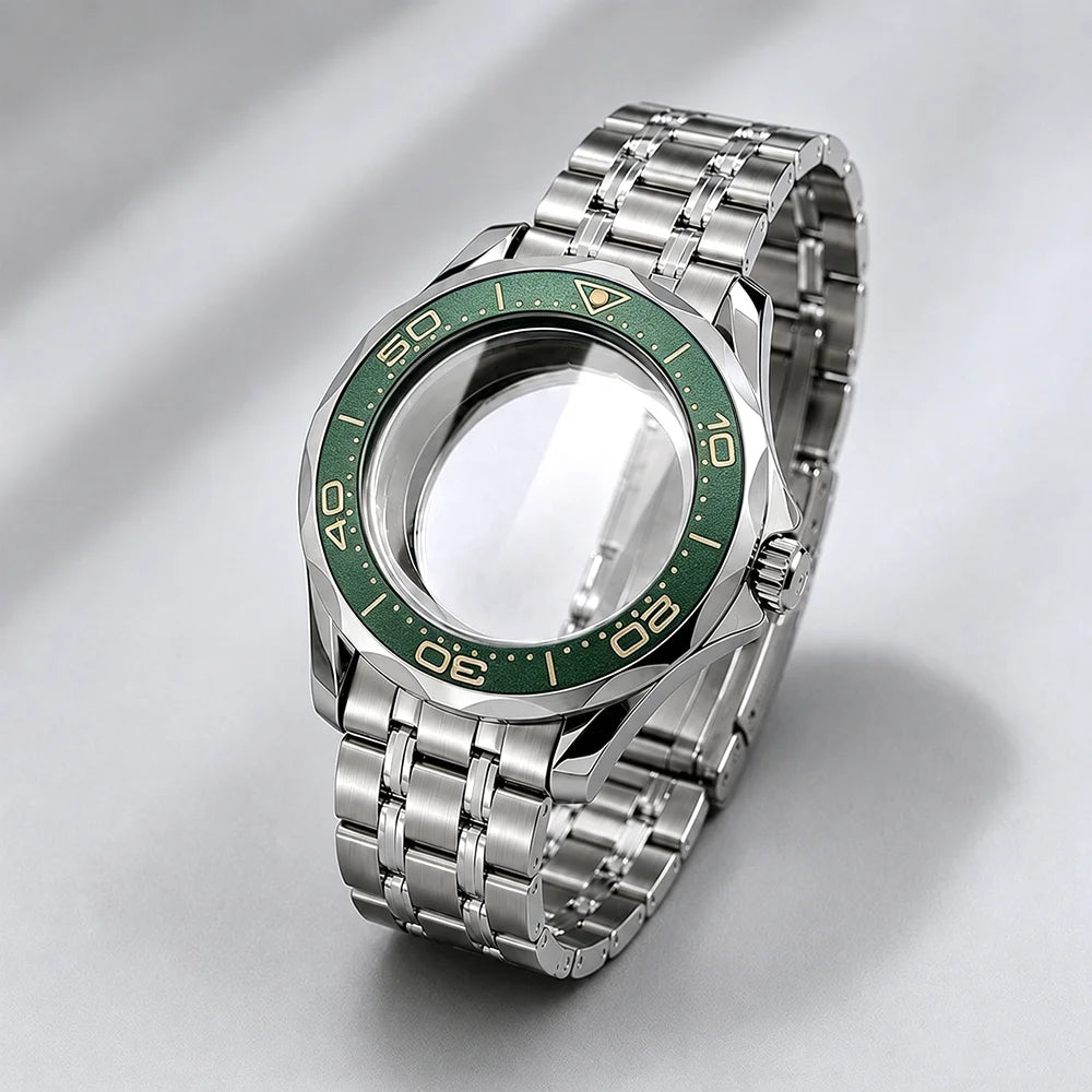 NEW 42mm Seamaster Case with 38mm bezel for NH34/35 NH36 movement Sapphire 10ATM Stainless steel watch box dual crown
