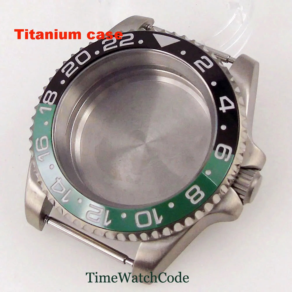 Titanium Watch Case 40mm Sub Diver  200m Waterproof Fit for NH35 NH36 ETA2824 PT5000 Antiallergry Sapphire Crystal Screw-in Crown