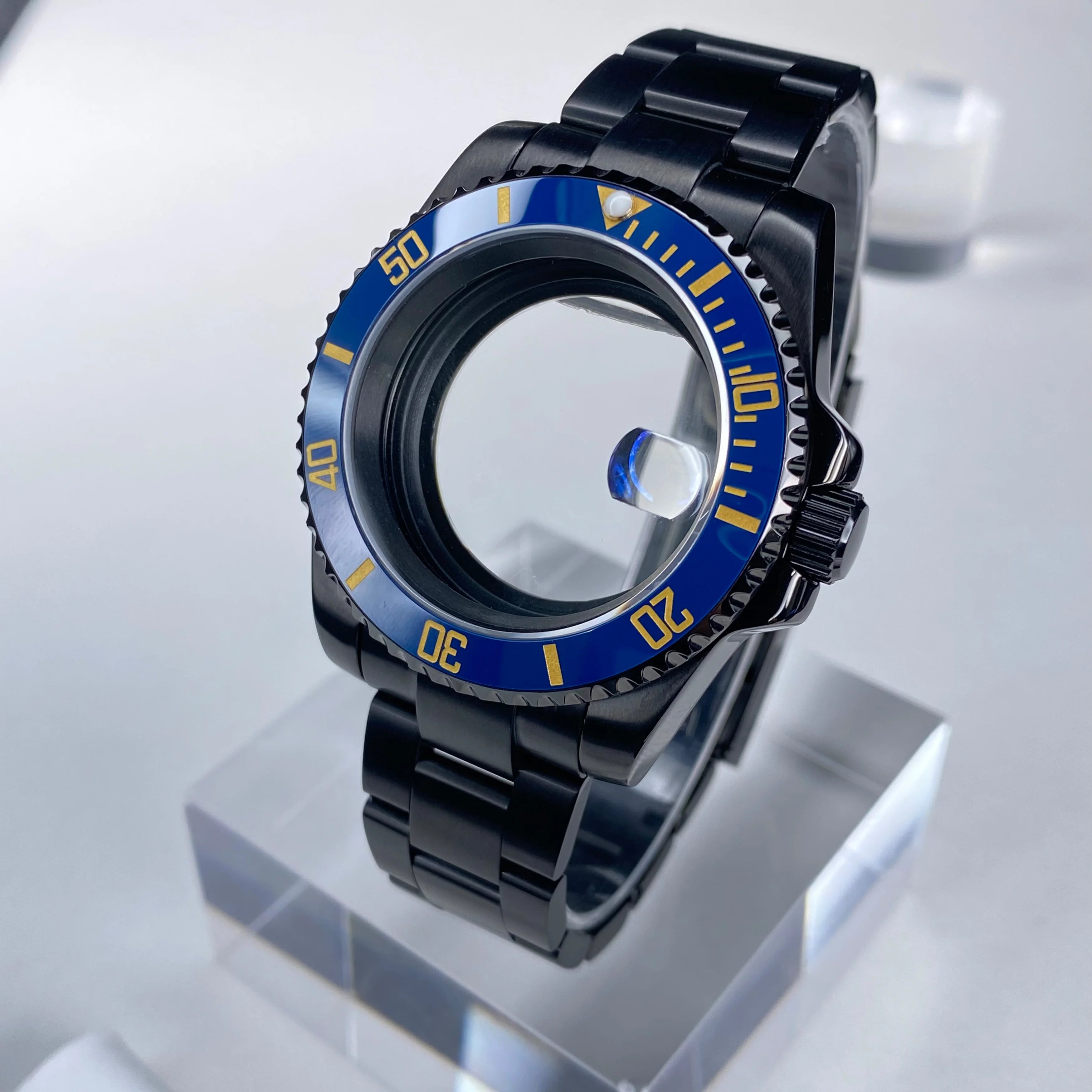 GMT/SUB NH35 watch case 40mm Black Stainless Steel High Quality Sapphire Glass Alloy/Ceramic Bezel case fit nh35 movement