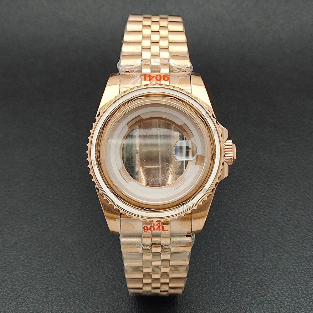 34MM NH05 時計ケース ベゼルインサートリング サファイアガラス ステンレススチール ねじ込み式クラウン レディース 時計ケース NH05 NH06 ムーブメントに適合