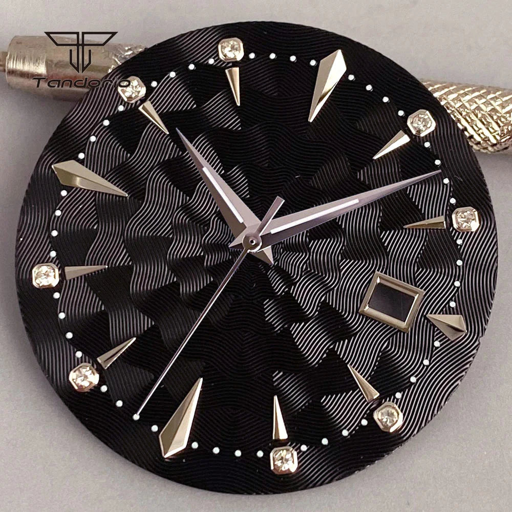 35mm Watch Dial Multicolor Texture Face Date Window Fit NH35 Automatic Watches Sword Hands Set Wristwatch Accessories Mod Parts