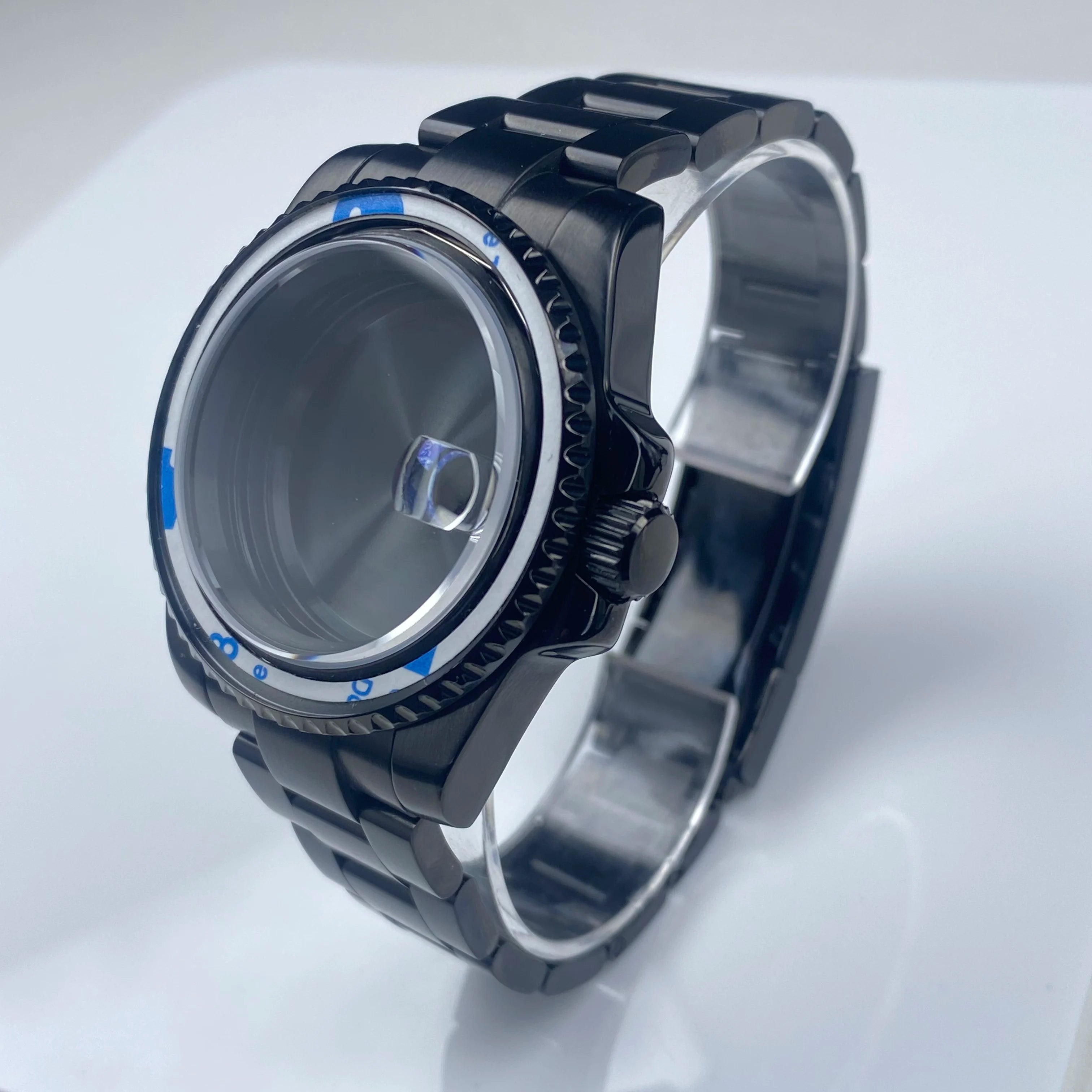 GMT/SUB NH35 watch case 40mm Black Stainless Steel High Quality Sapphire Glass Alloy/Ceramic Bezel case fit nh35 movement