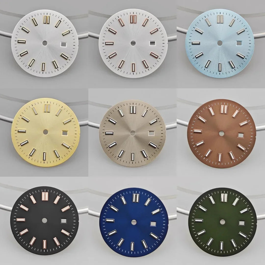 24.5MM Watch Dial Green Luminous Logbook Faces Women's Mechanical Watch Accessories for NH05 /NH06 Movement for 31mm Case