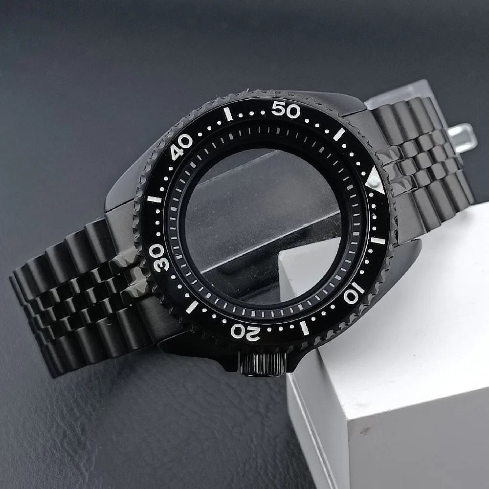 PVD Black Skx Case Mod For NH35 42mm 316 Steel Case Fit NH35 NH36 Movement/Dial Case Plane Sapphire Glass 22mm Strap Watch Box