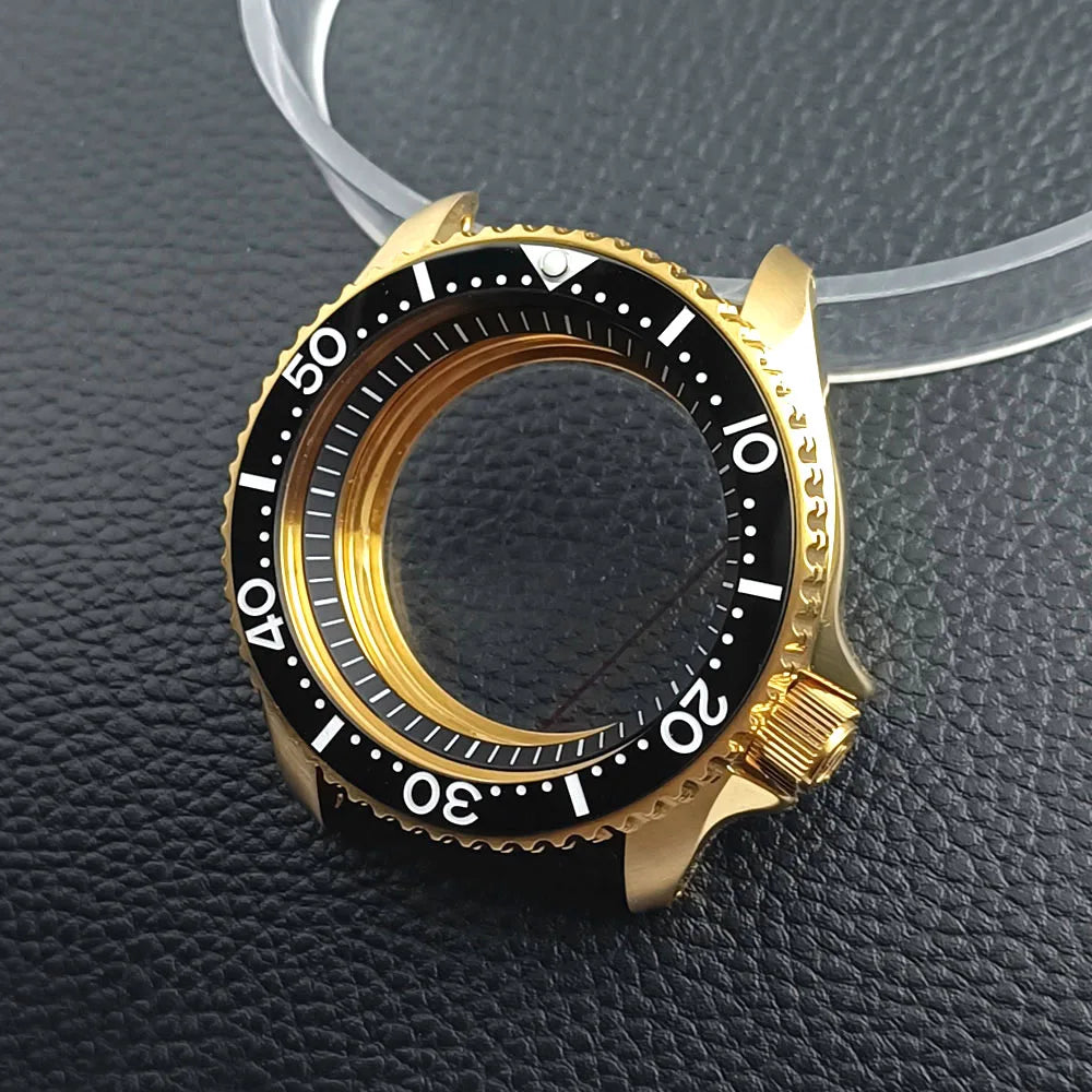 Gold Skx007 Case Mod For NH35 42mm 316 Rose Gold Steel Case Fit NH35 NH36 Movement/Dial Case Plane Sapphire Glass 22mm Strap Watch Box