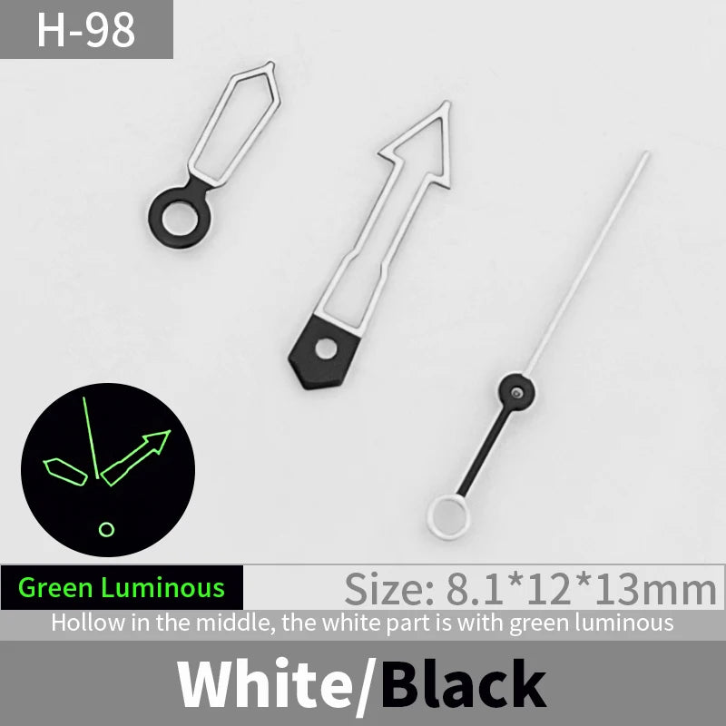 Hollow Watch hands Green luminous Watch Hand Set SKX Lume Hands hollow MOD Fits NH35 NH36 4R36 NH72 Second Minute Hour Movements Replacement Accessories