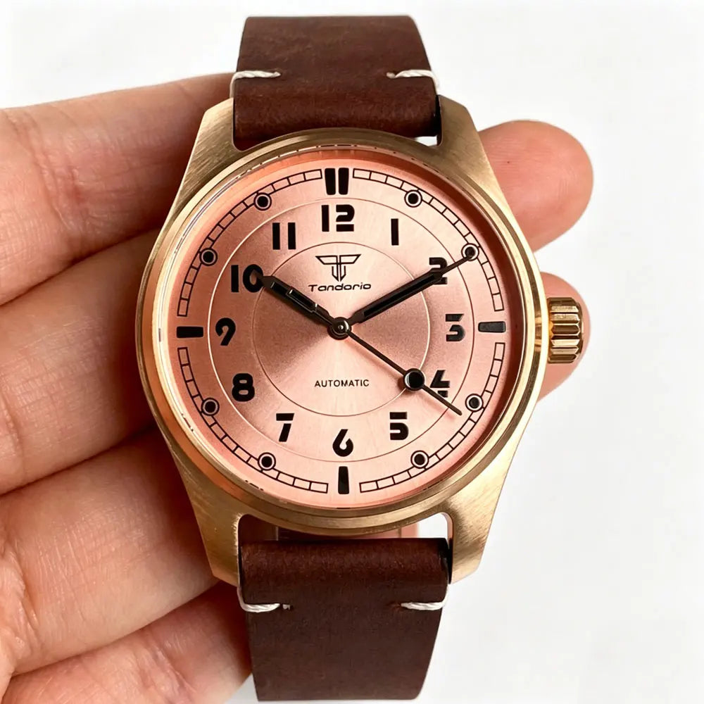 CUSN8 Solid Bronze Pilot 39mm Tandorio TD147N Miyota8215 PT5000 Sapphire 20ATM Number Dial Vintage