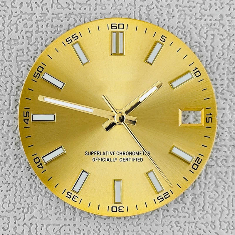 28.5mm double bar date window Watch Dial With Watch Hands Date Just Luminous Sunray Fit NH35 NH36 Watch Faces Automatic Movement