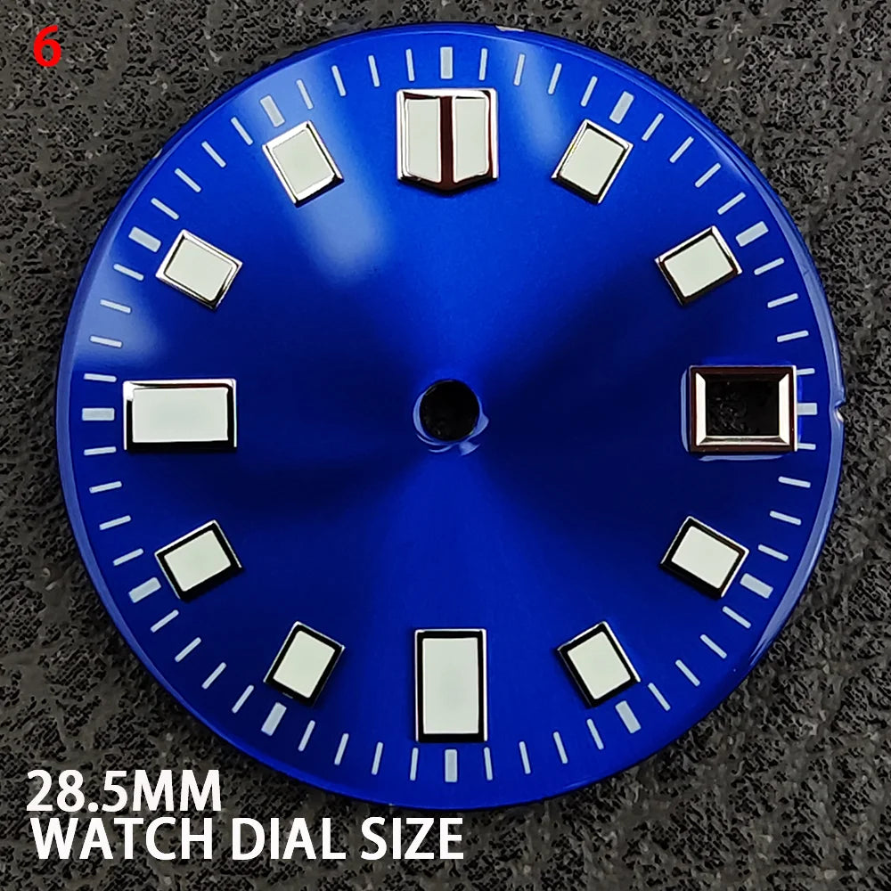 Modification 28.5mm Watch Dial Green Luminous Trend Watch Faces with Single Date Watch Accessory Suitable for NH35 Movement