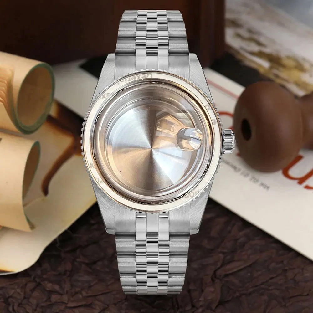 38mm Diver Watch Case GMT Case Stainless Steel Brushed 200M Fit NH34 GMT NH35 Domed Sapphire Glass Alloy Insert 120 Click Bezel
