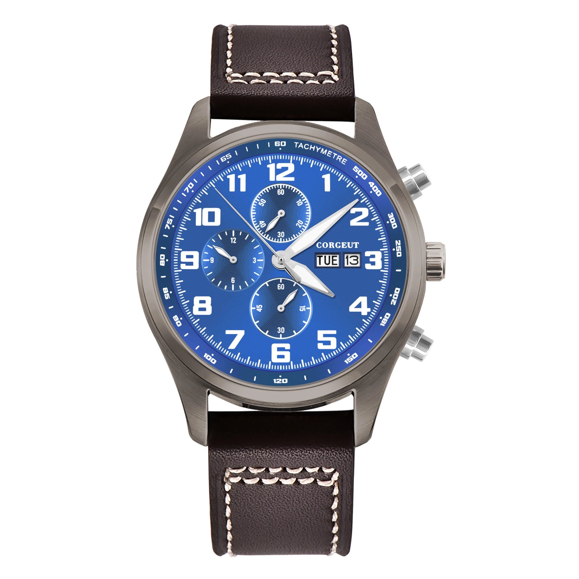 Quartz Chronograph Watch Corgeut 9003 44mm Date Month MIYOTA OS00 Multi-function Watch Mineral