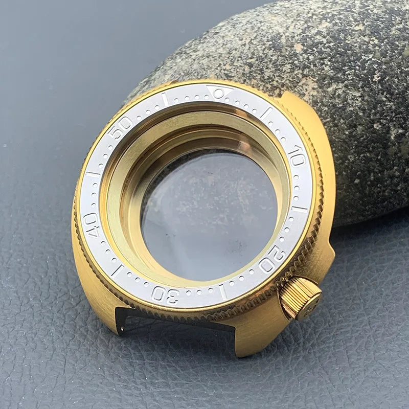 PVD Gold Turtle Abalone Watch Case 6105 6309 Crown at 4.1 Fit NH35 NH36 Movement 200m Waterproof Resistance Diving Men's Watch Case