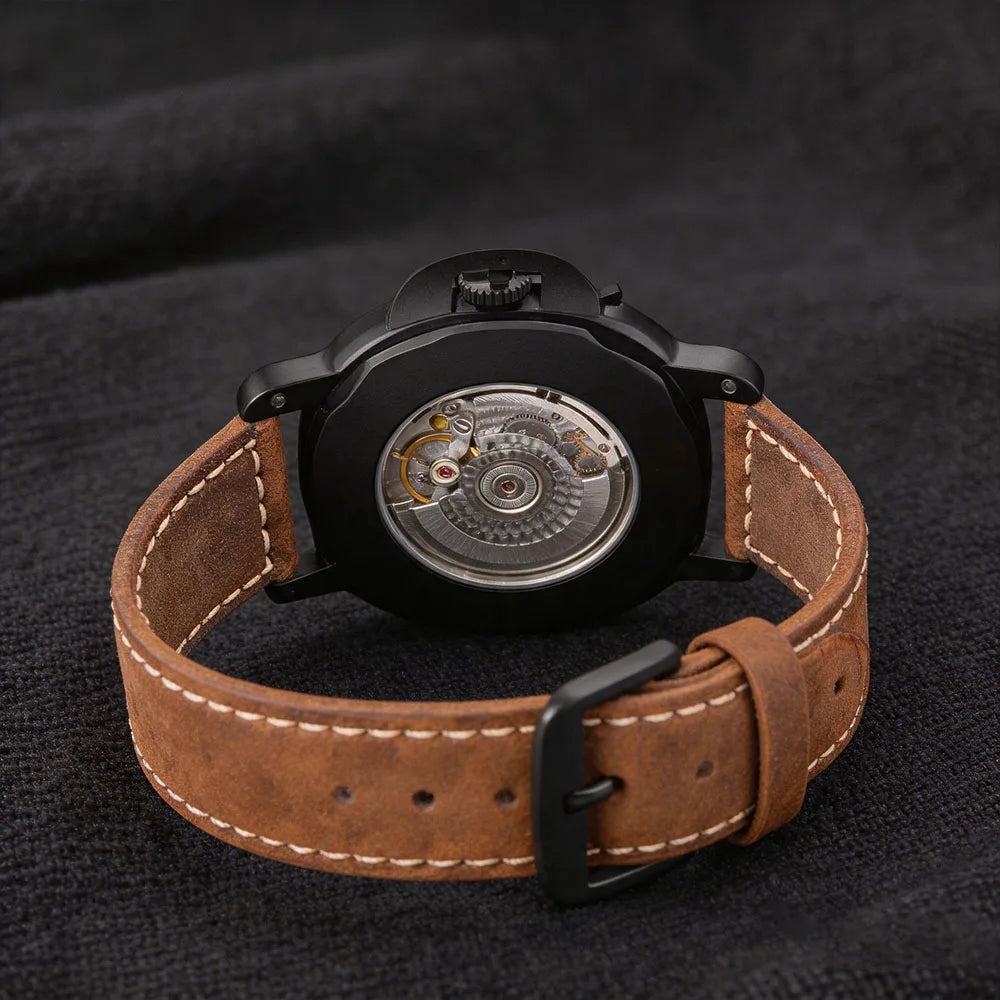 49mm Radiomir Mod Watch ST2533 Movement Luminous Dial mineral crystal PVD Black sub second