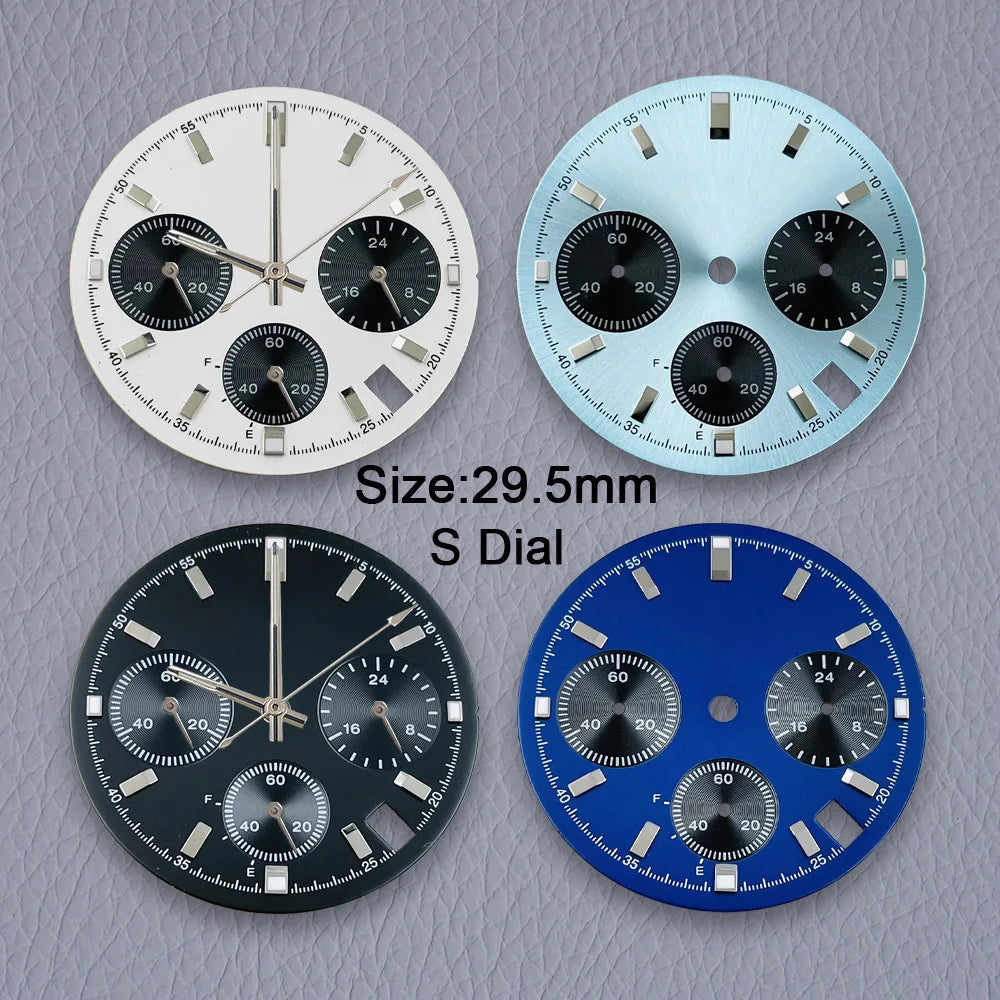 プチコ様 29.5mm VK63 Dial Chronograph Green Luminous High Quality Watch