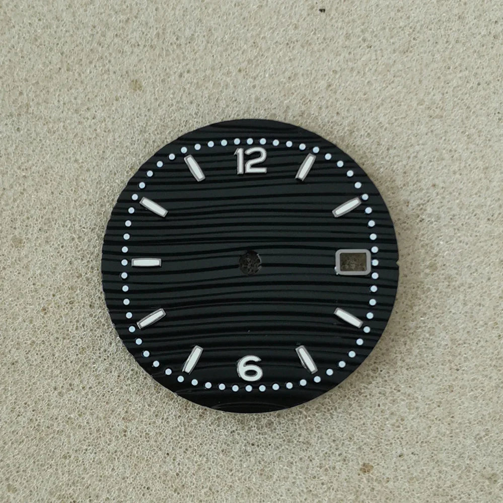 30.5mm Green Luminous Silver Watch Dial Digital Plus Bar Studs Watch Modification Accessories for NH35/ NH36/ 4R/ 7S Movement