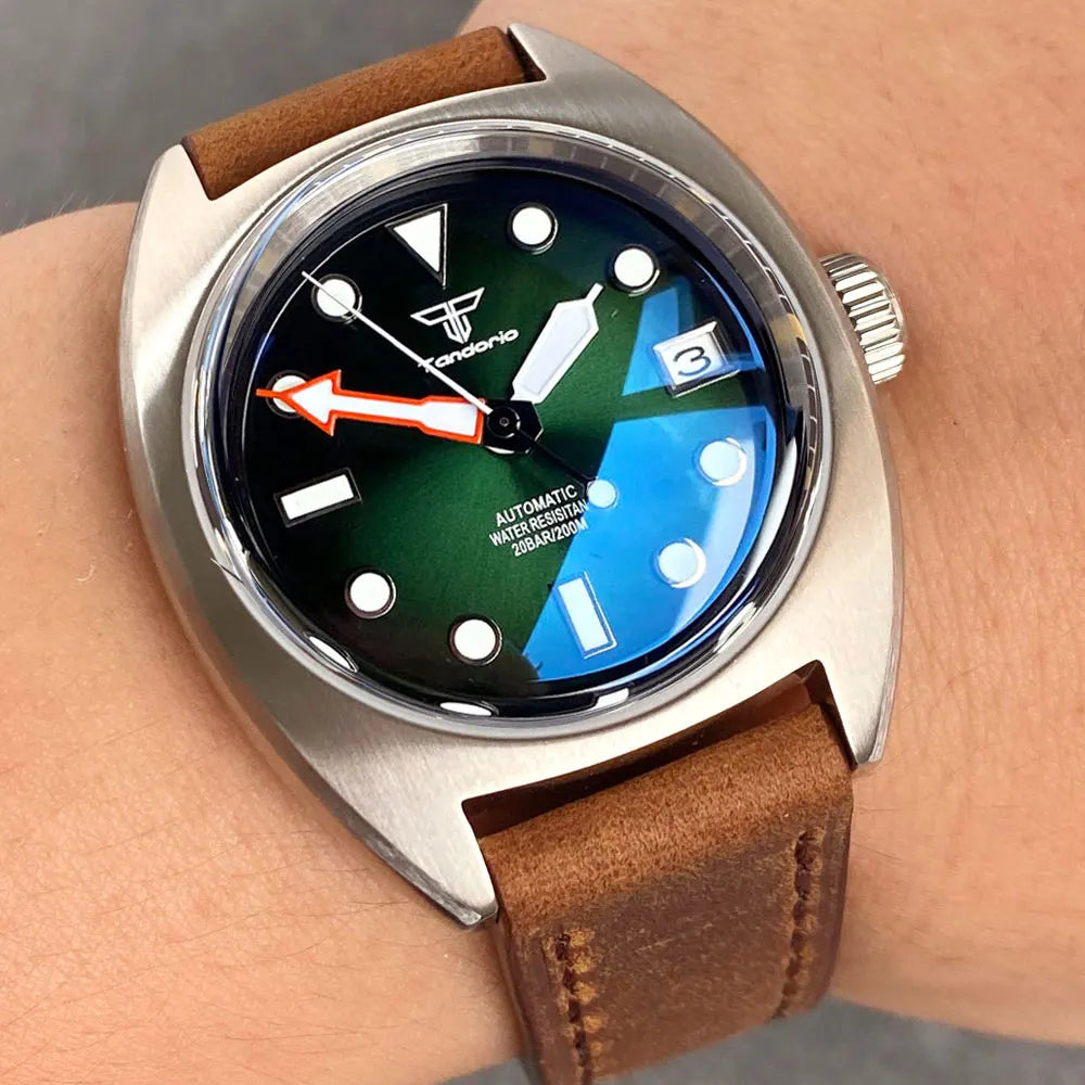 【新品/即日無料発送】Tandorio 自動巻き ミリタリー ダイバーズ Tandorio-メンズ機械式ダイブ自動時計、ダブルドアミールサファイア