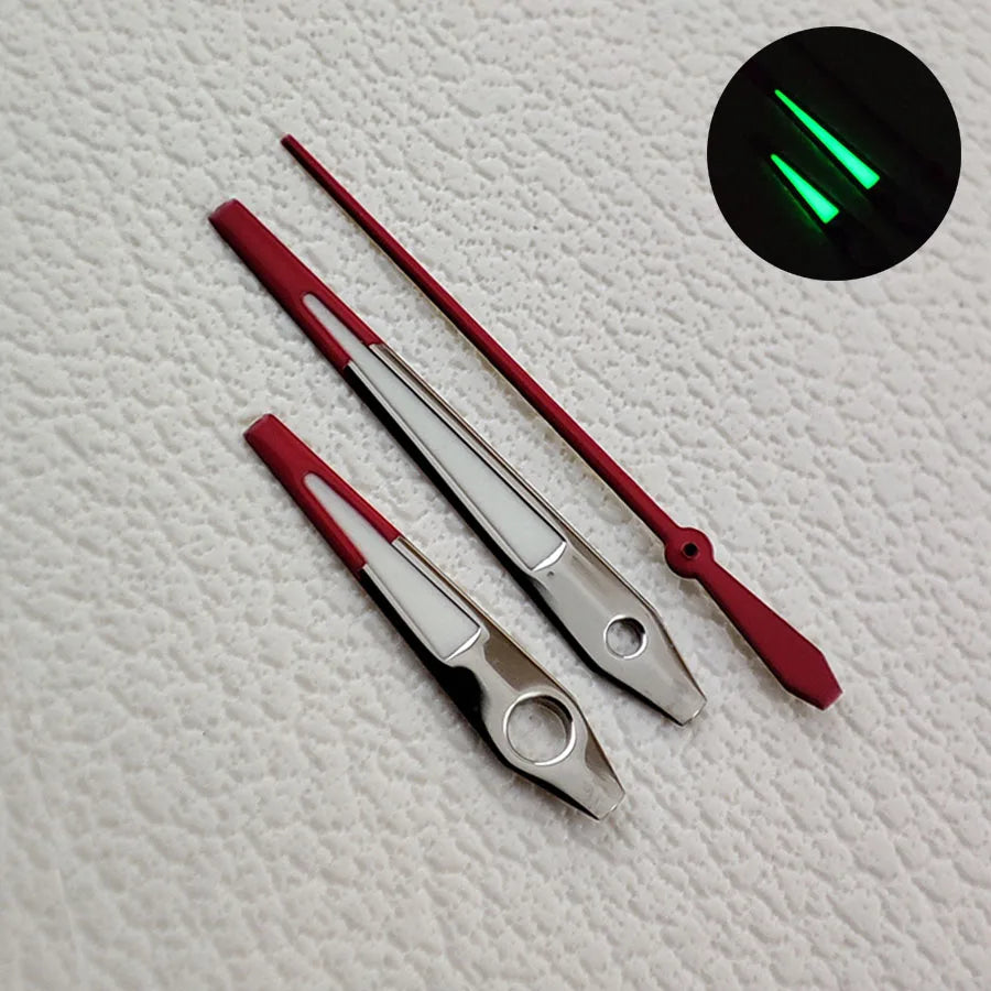 NH35 Hands Red sleeve Polished Hands Green Luminous Watch Accessories For NH34 NH35 NH36 4R 7S Movement