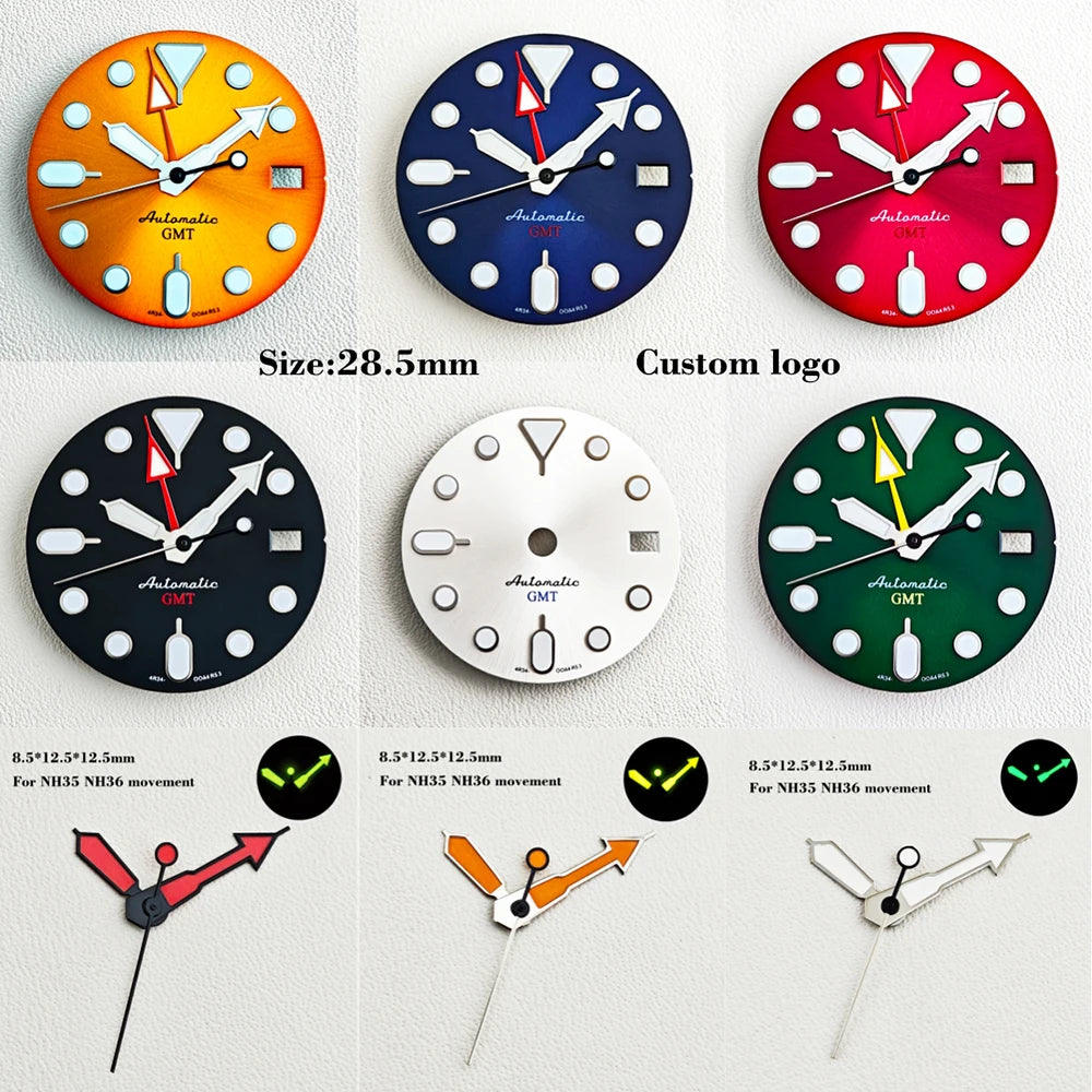 28.5mm NH35 watch dial Fit for NH34 NH35 NH36 automatic movement For SKX SRP Green Luminous Custom logo Watch Modification parts