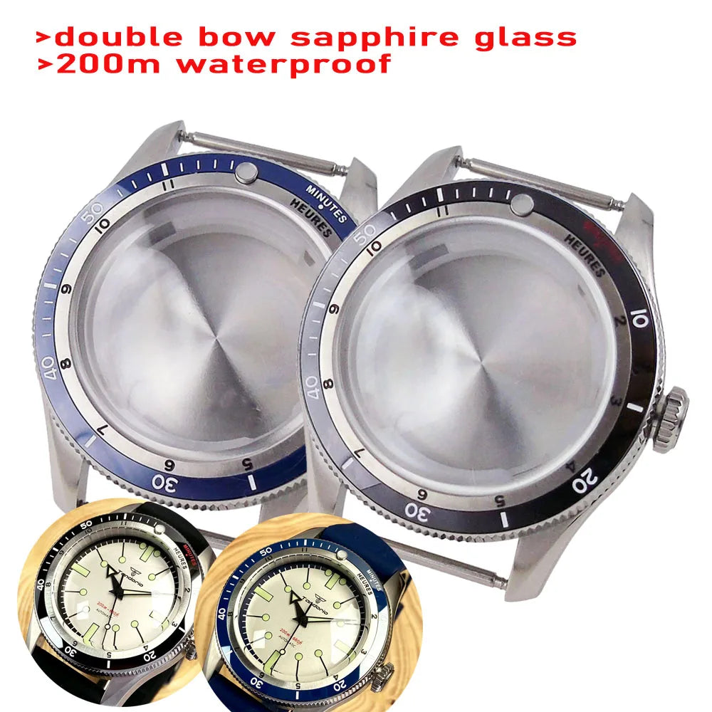Serica Diver Case 20bar Diving Steel Watch Case for NH34 NH35 NH36 NH37 NH70 NH72  ETA2824 PT5000 Bow Sapphire Glass 120click Bezel Ceramic Insert