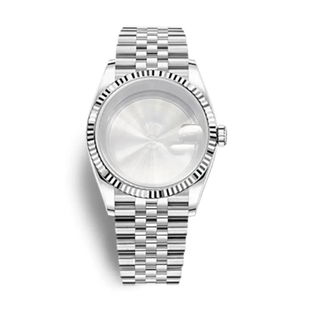 Silver / Black Fluted Watch case Luxury 36mm/39mm Sapphire watch case Two Tone case 10BARS fit NH35 NH36 NH34 ETA2824 2836 Miyota8215 PT5000 DG2813 3804 movement