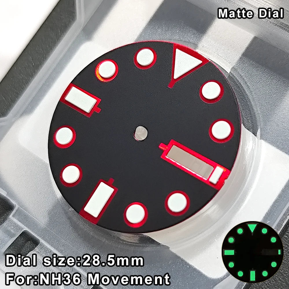 NH36 Dial For NH36 Movement 28.5mm C3 Green Luminous Day Date Window for SKX007 SKX013