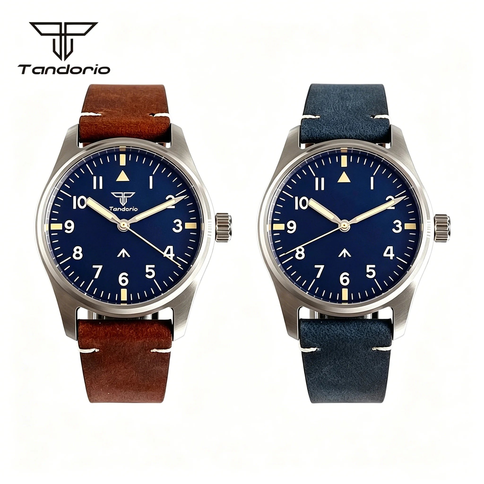 39mm VH31 Quartz Pilot Watch Tandorio TD910A Sapphire Glass