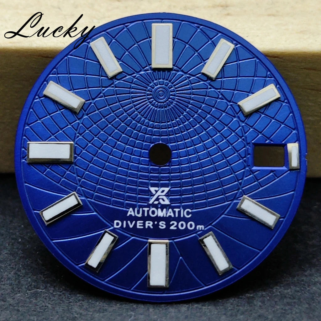 28.5mm Black Blue Green Watch Dial Green Luminous Fit NH35/NH35A/4R/7S Movement Diver's Mechanical Watch Faces Replacement Parts