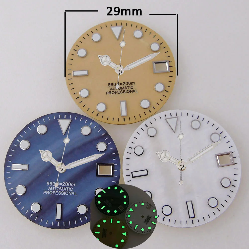SUB MOP Watch Dial 29mm for NH 35 NH 36 D iver Watch Parts Black/Orange/White 3.8/3 dial feet Green Luminous
